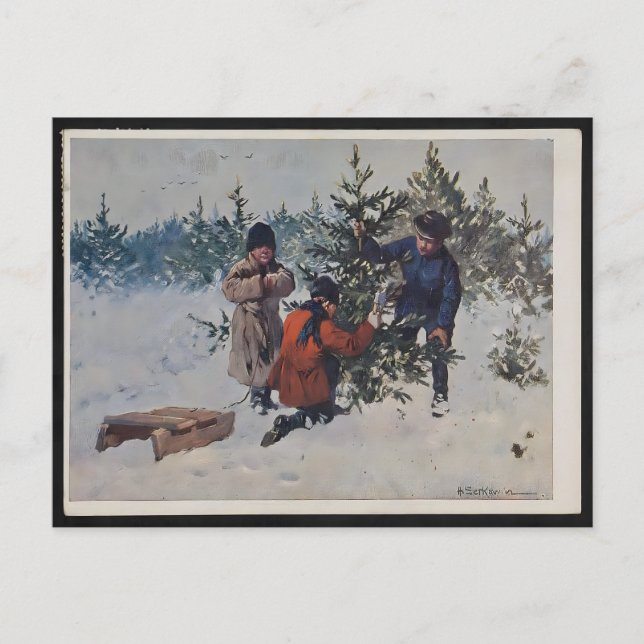 Postal Navidad Vintage Polonia (Anverso)
