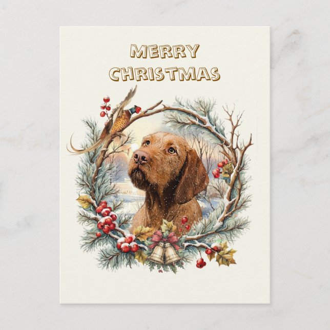 Postal Navidad Vizsla  (Anverso)