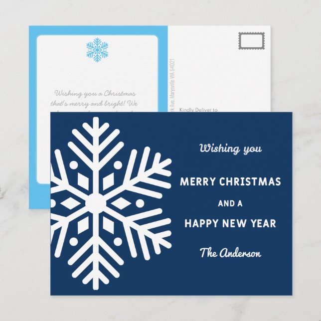 Postal Navidad y Año Nuevo Big Snowflake (Anverso / Reverso)