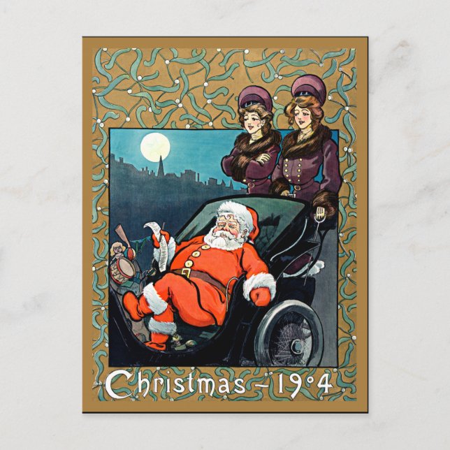 Postal Navidades, 1904, ilustracion vintage (Anverso)