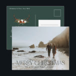 Postal Navidades 1 foto estag floral botánico verde<br><div class="desc">Feliz Navidad moderna y elegante acuarela estadio botánico floral sage verde,  terracota y color negro vacaciones 1 foto postal de Navidades.</div>