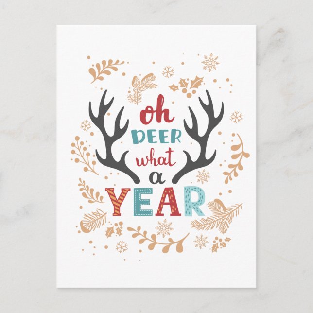 Postal Navidades 2020 Oh Deer Qué Año Pandemia (Anverso)