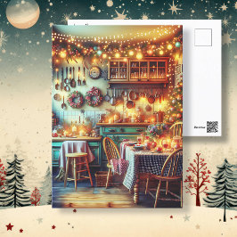 Postal Navidades acogedores en cocina festiva