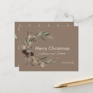 Postal Navidades acuarela marrón Postcard