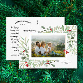 Postal Navidades acuarela vegetación Berries Foto de la f