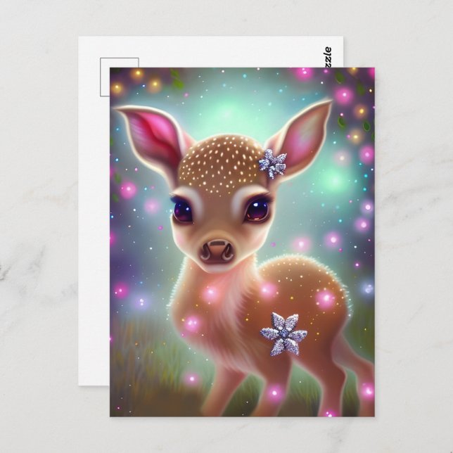 Postal Navidades Adorables Fawn (Anverso / Reverso)