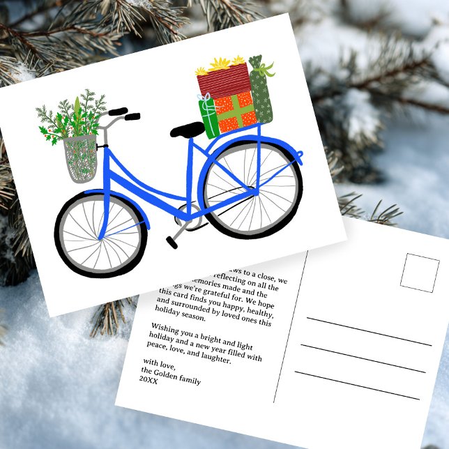Postal Navidades Adorables PERSONALIZADO de regalos de va (Adorable Christmas Bicycle Holiday Gifts CUSTOM Postcard
)