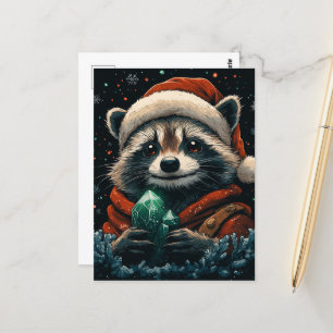 Postal Navidades Adorables Raccoon