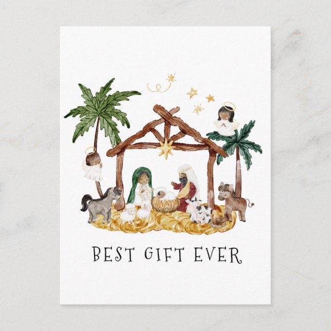 Postal Navidades afroamericanos de natividad negra (Anverso)