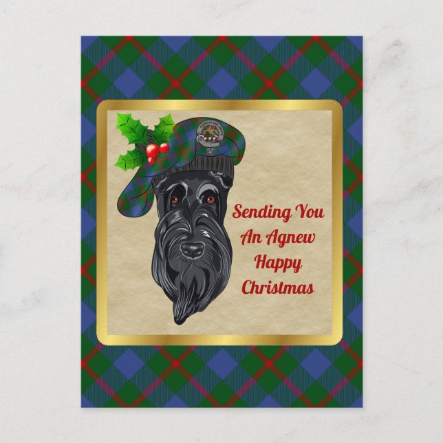 Postal Navidades Agnew Clan Badge & Tartan (Anverso)