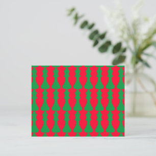 Postal Navidades Ajedrez Pop Arte Verde Rojo