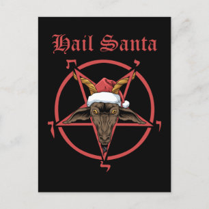 Postal Navidades alaban a Santa Satanism Goat Satan Bapho