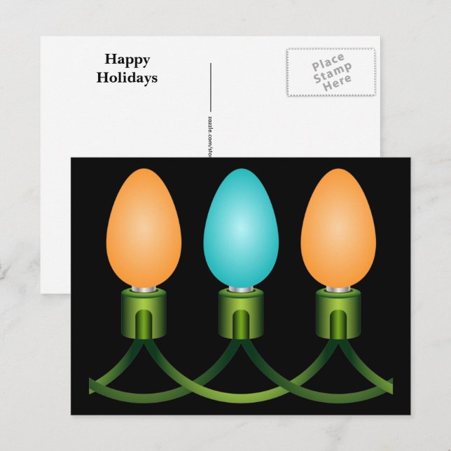 Postal Navidades alumbran a trío Naranja y azul (Anverso / Reverso)