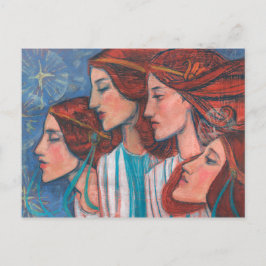 Postal Navidades Angels Art Nouveau Pintando mujeres de j