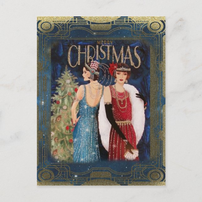 Postal Navidades Art Deco Vintage