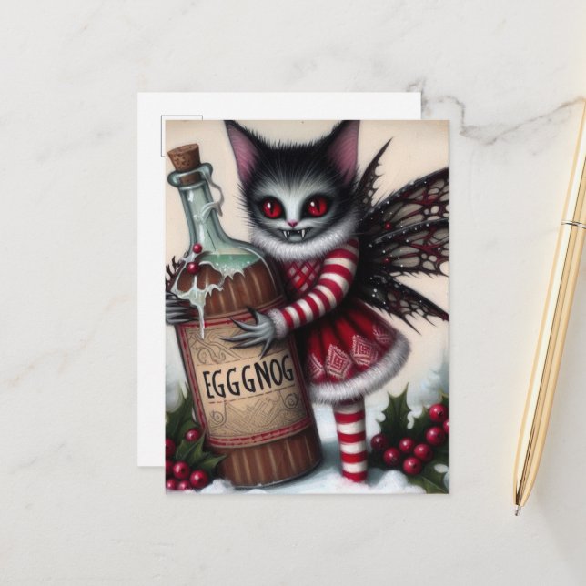 Postal Navidades asustados Vampiro Hada Kitty Con Huevos (Anverso/Reverso In Situ)