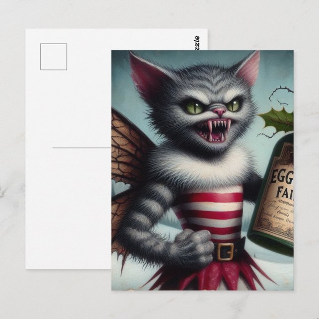 Postal Navidades aterradores Horror Hada Kitty Con Huevos (Anverso / Reverso)