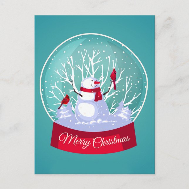 Postal Navidades Aves Rojas, el cardenal de Snowworld (Anverso)