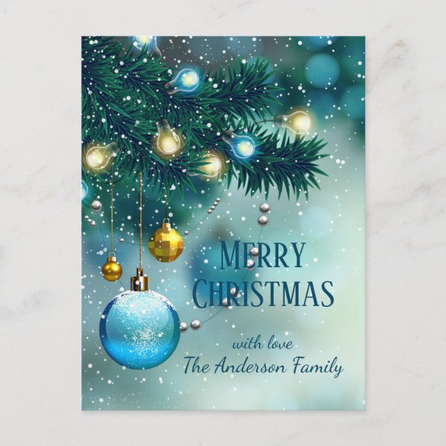 Postal Navidades azules de Winter Wonderland Baubles (Anverso)