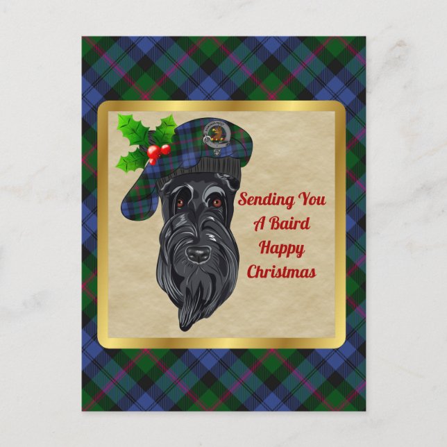 Postal Navidades Baird Clan Badge & Tartan (Anverso)