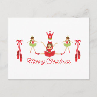 Postal Navidades Ballerina con zapatos Balet Rojo y Verde