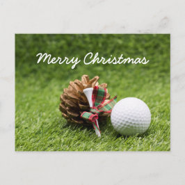 Postal Navidades Balón de golf y cono de pino para golfis