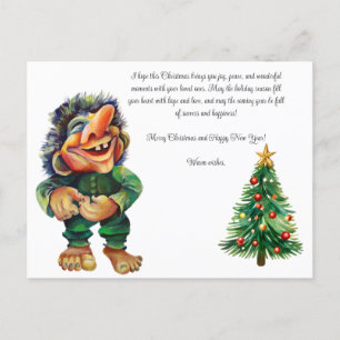 Postal Navidades baratos en trolls y luz de árbol