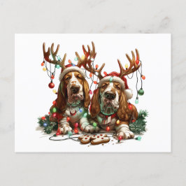 Postal Navidades Basset Hound Dogs