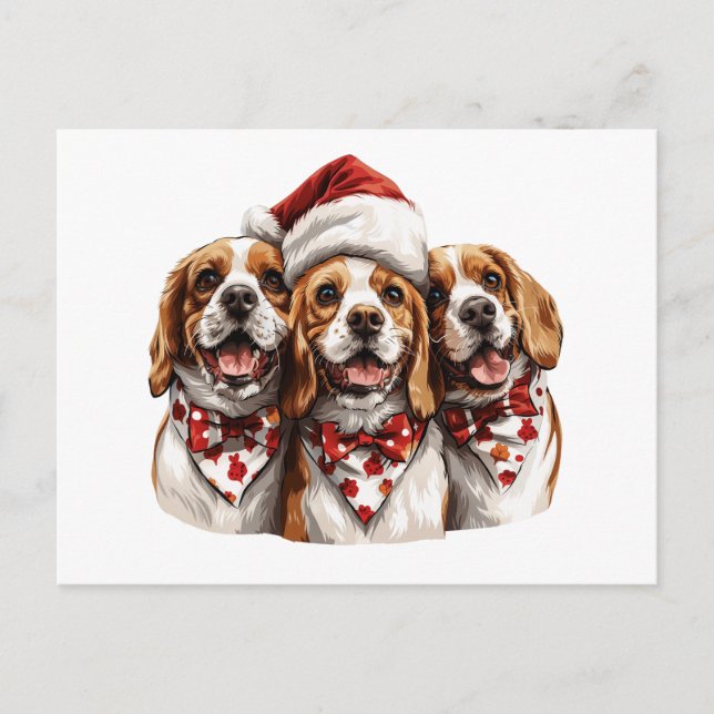 Postal Navidades Beagle Dogs (Anverso)
