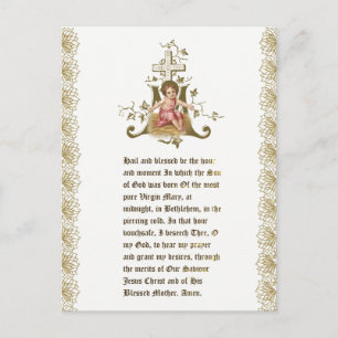 Postal Navidades Bebé Jesús en la Cruz Maria de Manger