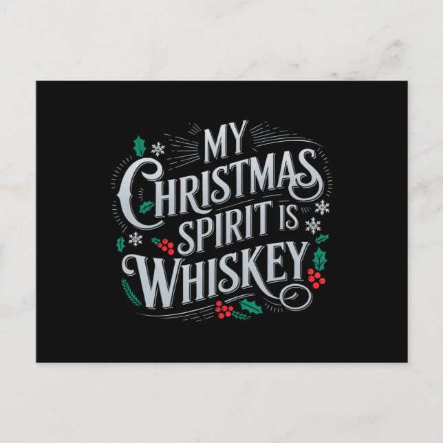 Postal Navidades bebiendo Whiskey Aman Bebe diciendo (Anverso)