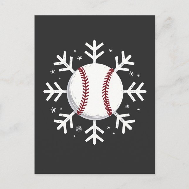 Postal Navidades Béisbol Snowflake Sport Hit hom run (Anverso)