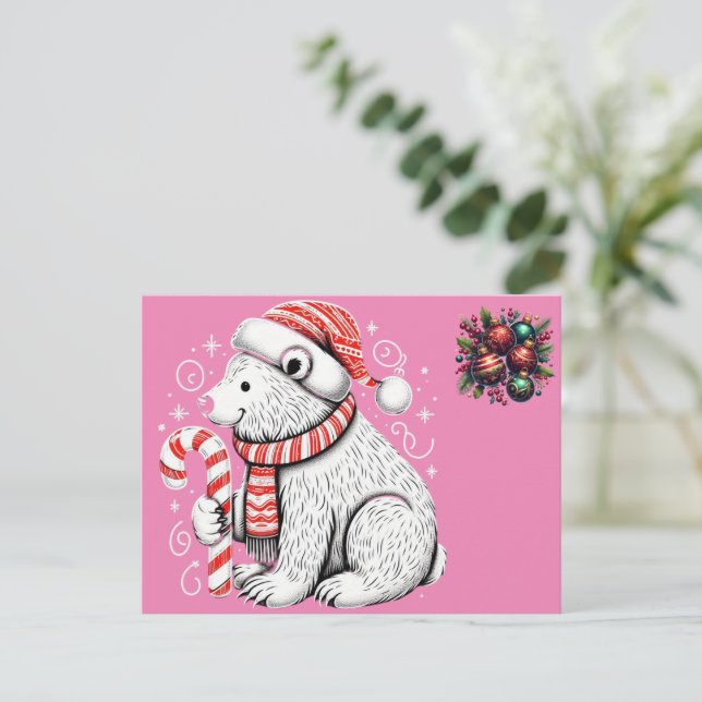 Postal Navidades Bella Oso Polar (Anverso de pie)