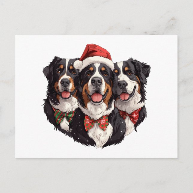 Postal Navidades Bernese Mountain Dogs (Anverso)