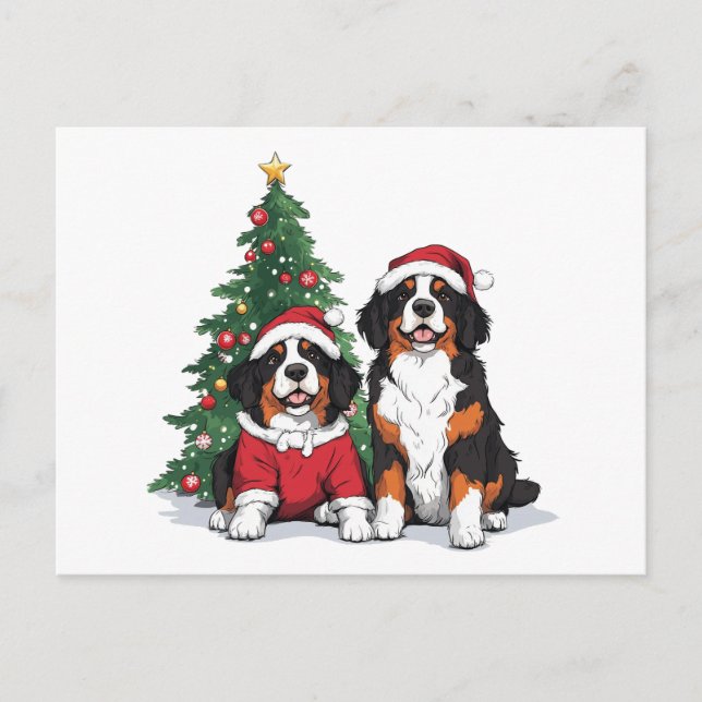 Postal Navidades Bernese Mountain Dogs (Anverso)