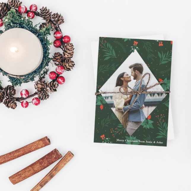 Postal Navidades besan a Mistletoe Romántico foto Diamant (Subido por el creador)