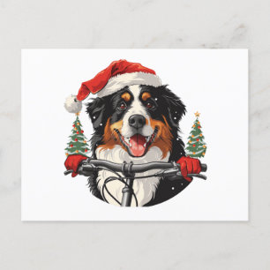 Postal Navidades Bicicleta de perro de montaña Bernese