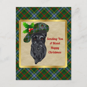 Postal Navidades Bisset Clan Badge & Tartan