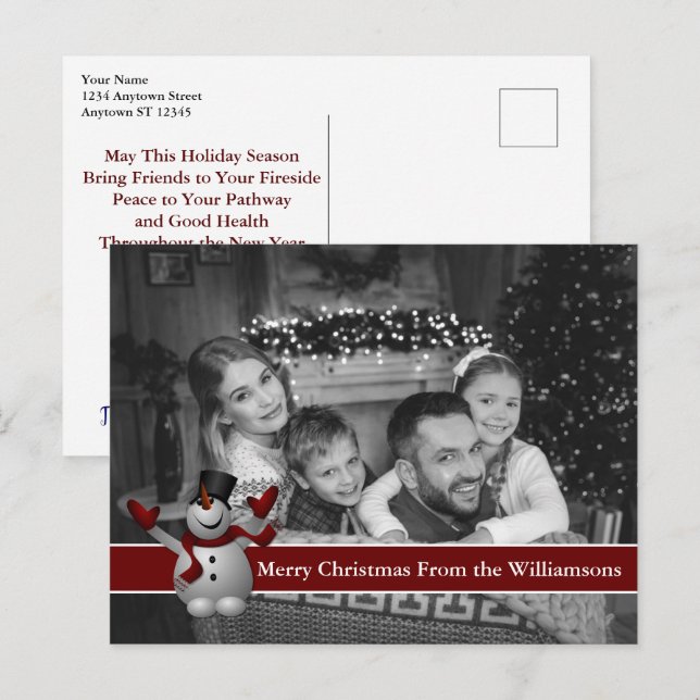 Postal Navidades blancos y negros automáticos foto con ho (Anverso / Reverso)