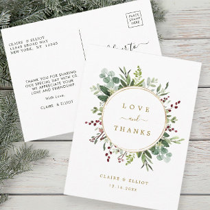 Postal Navidades botánicos Boda de oro gracias