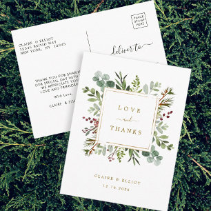 Postal Navidades botánicos Boda de oro gracias Postcar