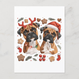 Postal Navidades Boxer Dogs