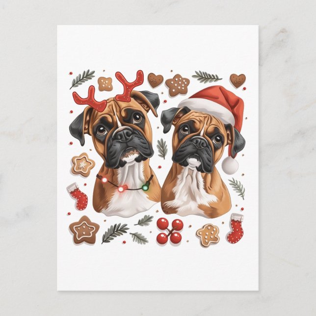 Postal Navidades Boxer Dogs (Anverso)