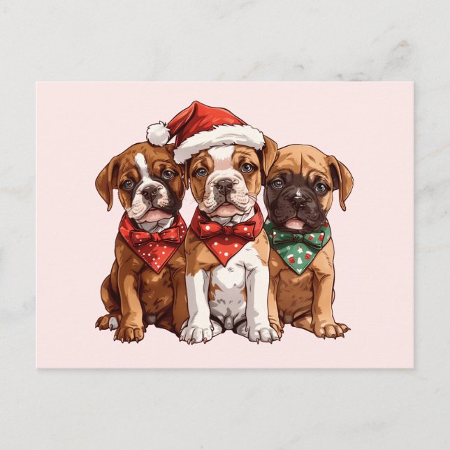 Postal Navidades Boxer Dogs (Anverso)
