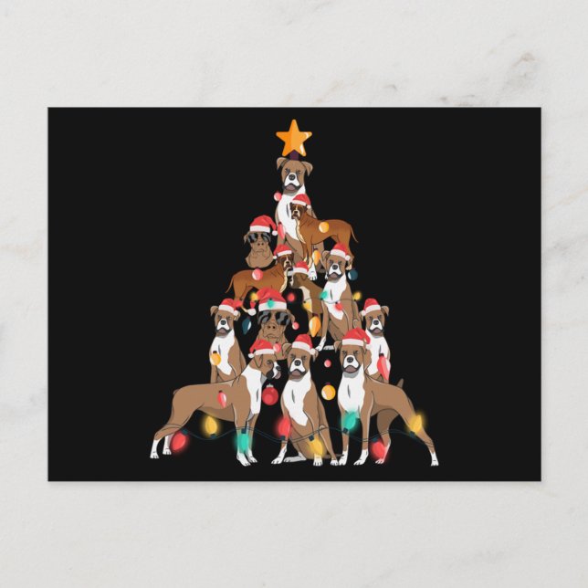 Postal Navidades Boxer Tree Holiday Dog Lover Xmas (Anverso)