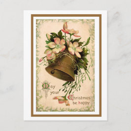 Postal Navidades Campana y Rosas silvestres, Vintage