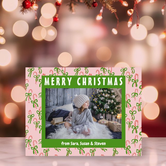 Postal Navidades Candy Canes PERSONALIZADO navideño foto (Christmas Candy Canes Xmas Holiday CUSTOM Photo Postcard
)