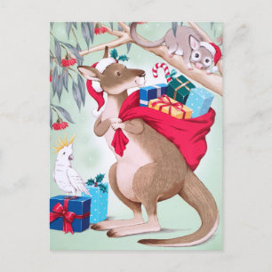 Postal Navidades canguro - Arte de Navidades australianos