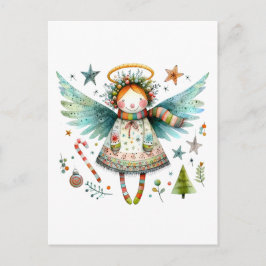 Postal Navidades caprichosos Ángel Estilo de Arte Popular