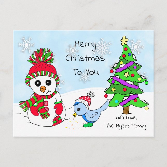 Postal Navidades caprichosos y llenos de nieve (Anverso)
